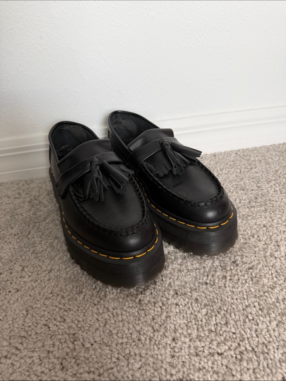 Dr. Martens Black Tassel Platform Loafers